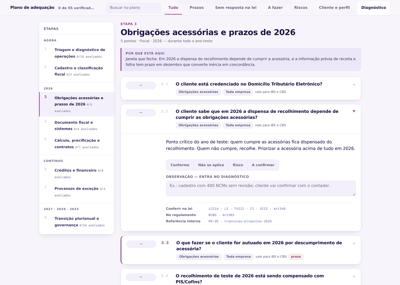 Etapa 3 no plano de adequação: obrigações acessórias e prazos de 2026