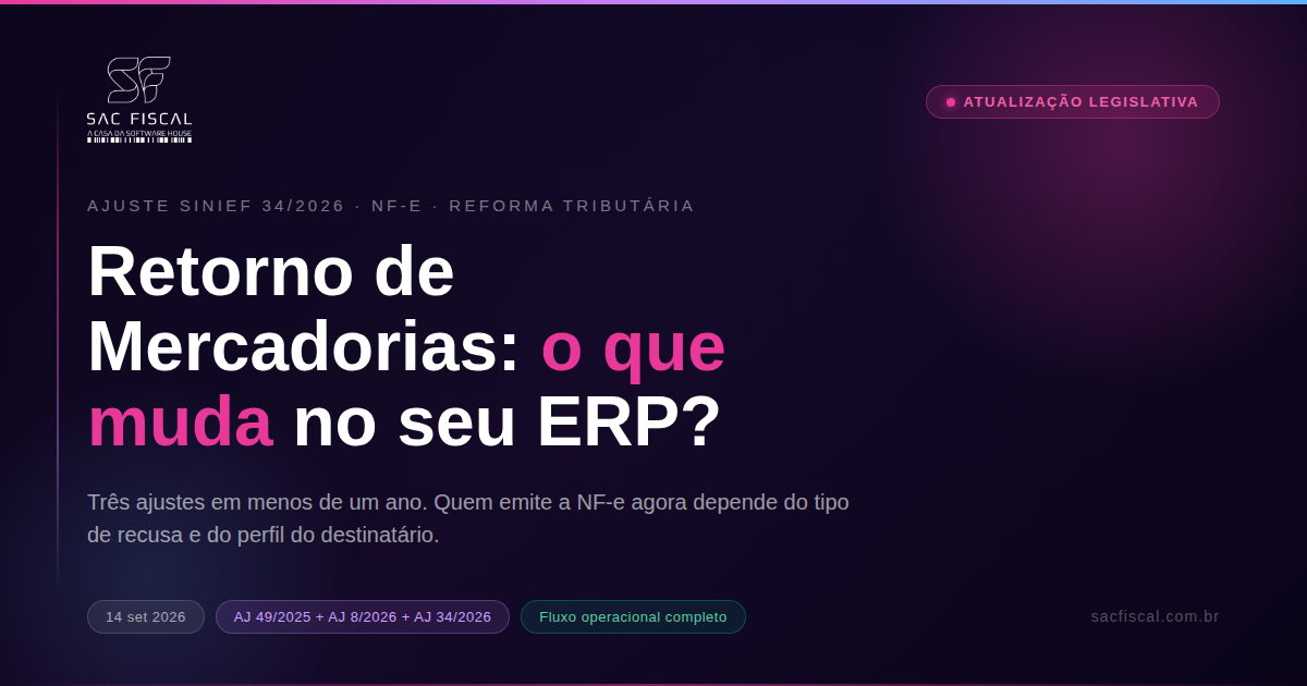 Retorno de mercadorias: o que muda no seu ERP com o Ajuste SINIEF 34/2026